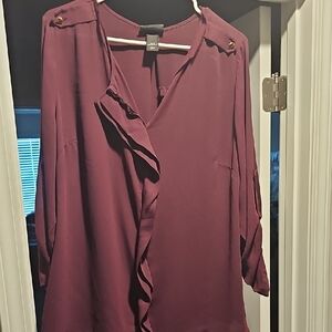 Lane Bryant Ruffled Purple Blouse